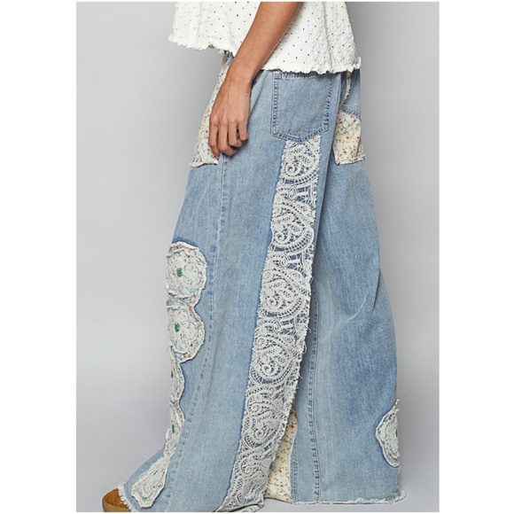 POL Blue Patchwork Flare Jeans - Picture 4 of 5